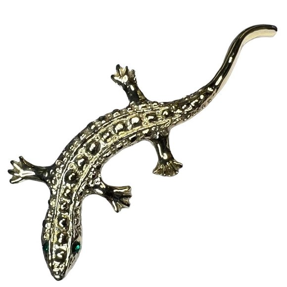 Vintage rhinestone lizard brooch signed Gerry's lizard gecko brooch pin - Picture 1 of 7